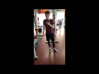 young guy masturbates in the gym